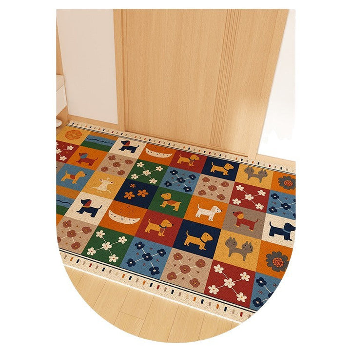 Playful Striped Dog Print Welcome Mat Kalsten
