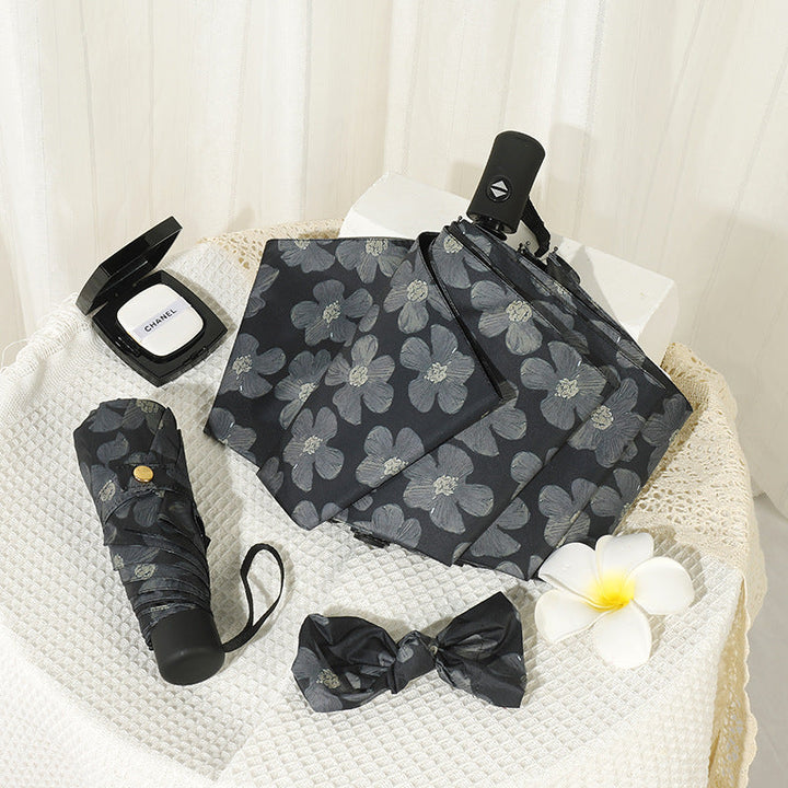Ladies Mini Folding Umbrella with Elegant Floral Print Kalsten