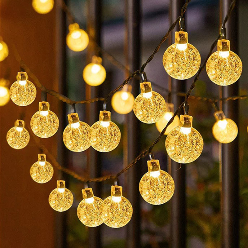 Decorative Warm LED Star And Crackle-Globe String Lights With Waterproof Power Pack Kalsten