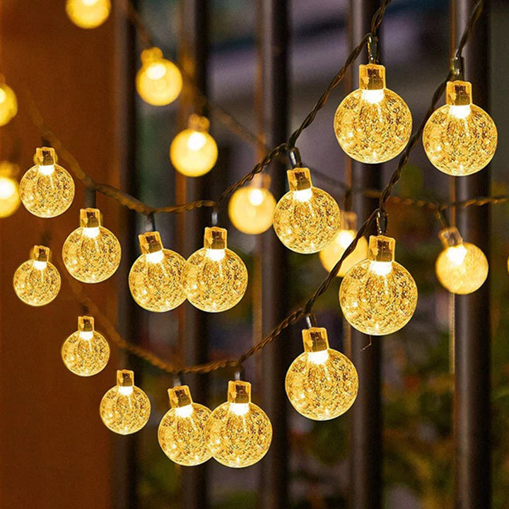 Decorative Warm LED Star And Crackle-Globe String Lights With Waterproof Power Pack Kalsten