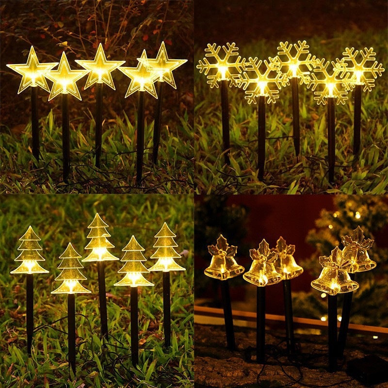 Acrylic Holiday Motif Solar Pathway Stake Lights With Warm LED And Ground Spike Kalsten
