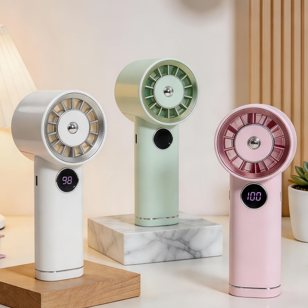 Ladies Portable USB Hand Fan with Digital Speed Display Kalsten