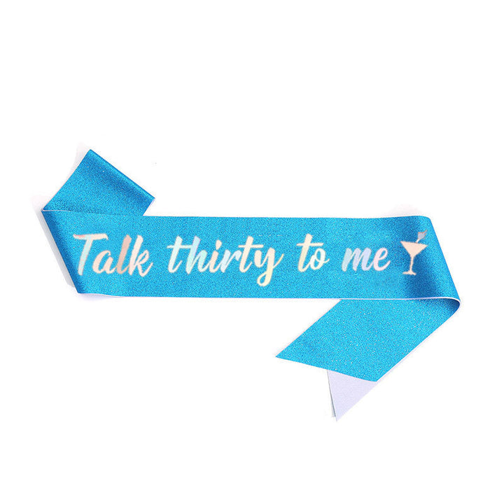 Ladies Glittering Birthday Sash with Festive Print Kalsten