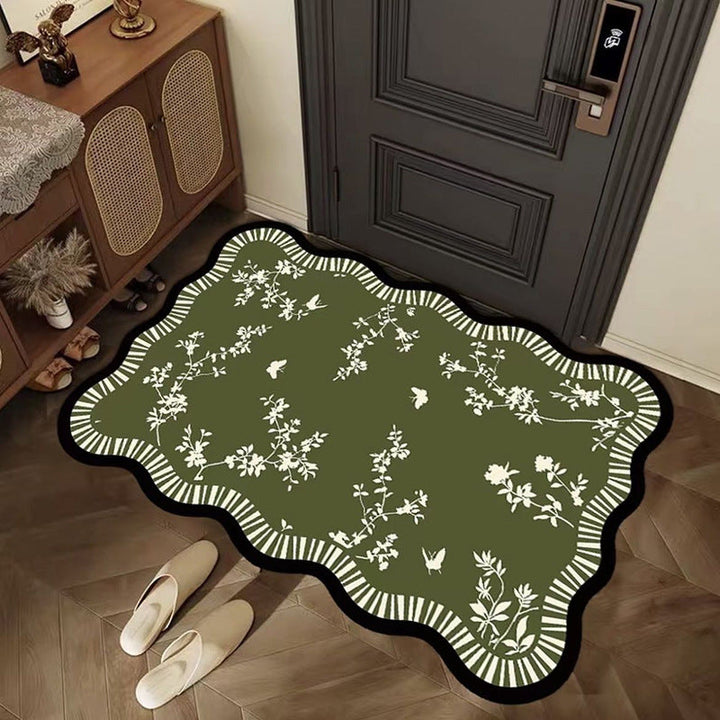 Floral Print Scalloped Area Mat