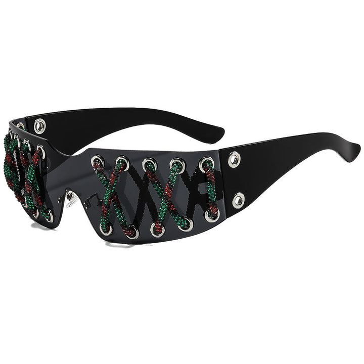 Women futuristic design sunglasses with unique decor Kalsten