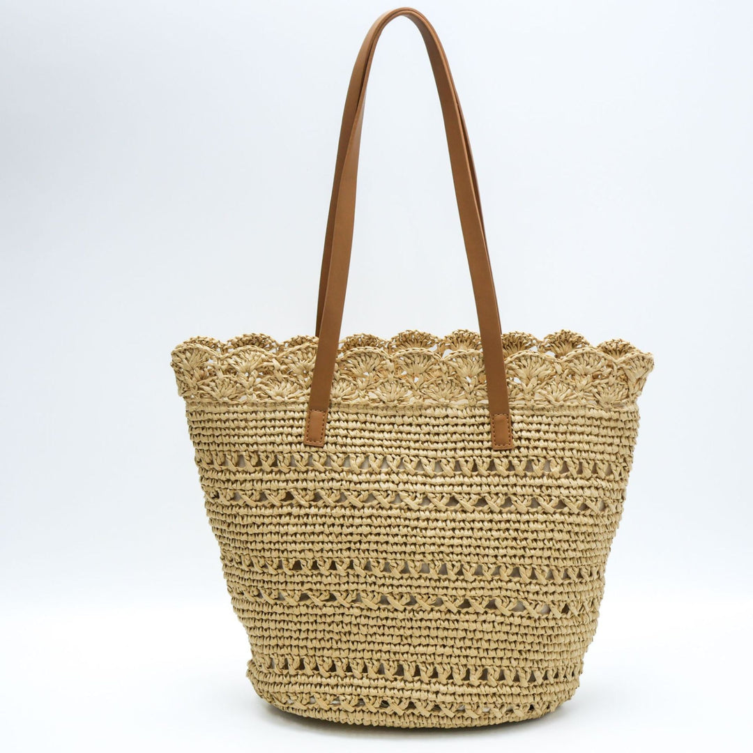 Handwoven tote bag with floral details Kalsten