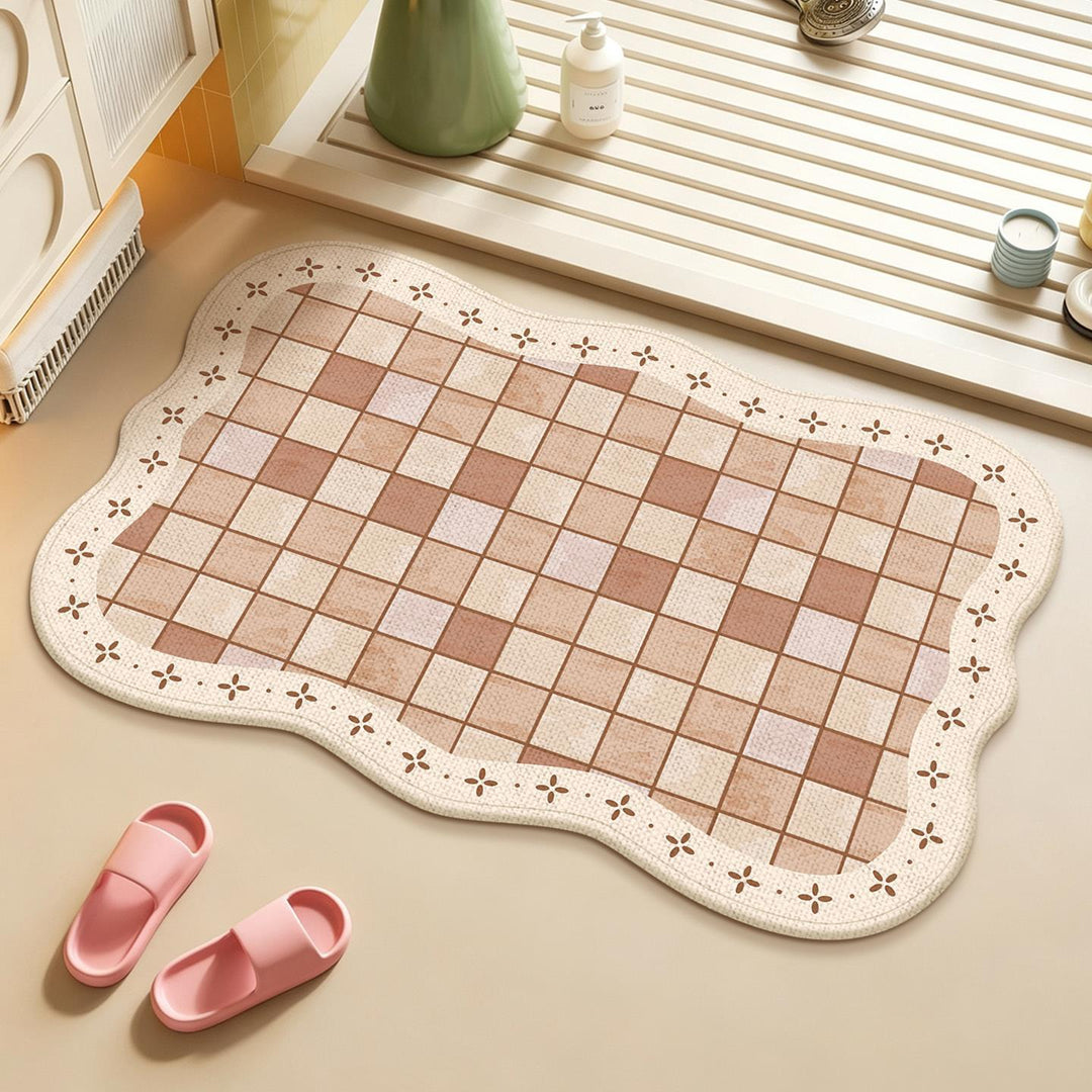 Absorbent Floral Embossed Bath Mat Kalsten