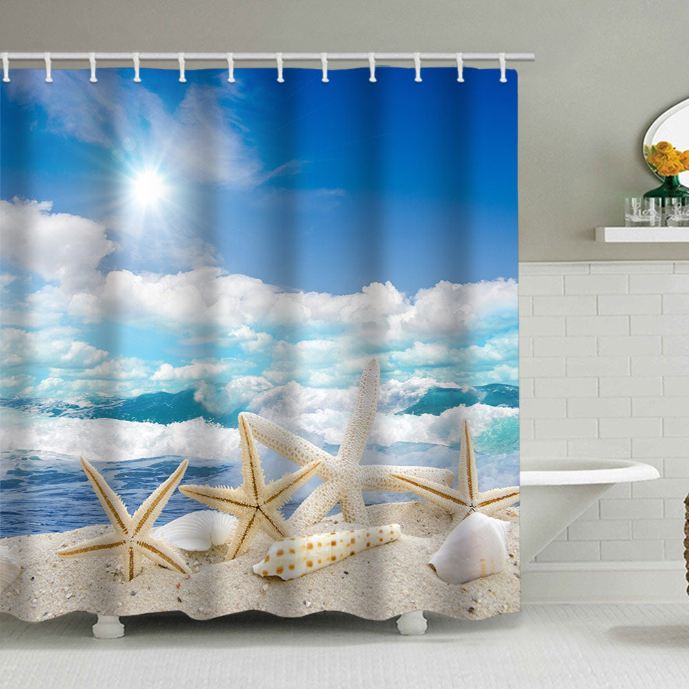 Beach-Themed Shower Curtain Kalsten