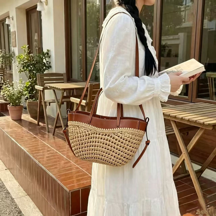 Braided shopping bag with high-quality leather trim Kalsten