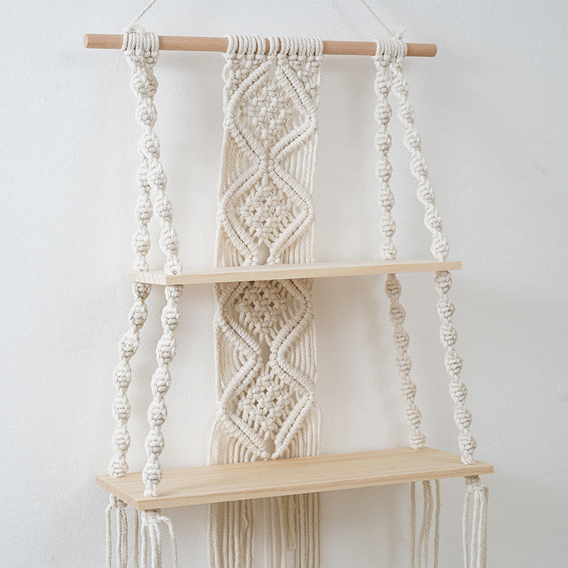 Macramé Floating Wall Shelf Organizer Acalora