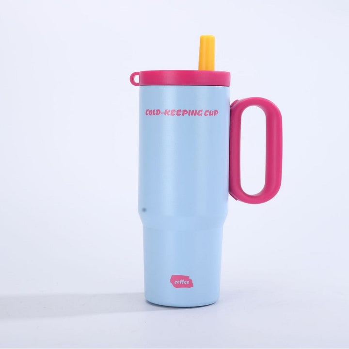 Unisex insulated cup with practical handle and straw function Kalsten