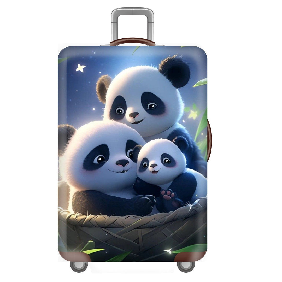 Unisex non-elastic suitcase cover for hard shell trolley with cute panda design, stretch protective cover with handle and wheel openings Kalsten