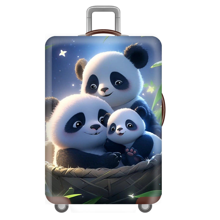 Unisex non-elastic suitcase cover for hard shell trolley with cute panda design, stretch protective cover with handle and wheel openings Kalsten