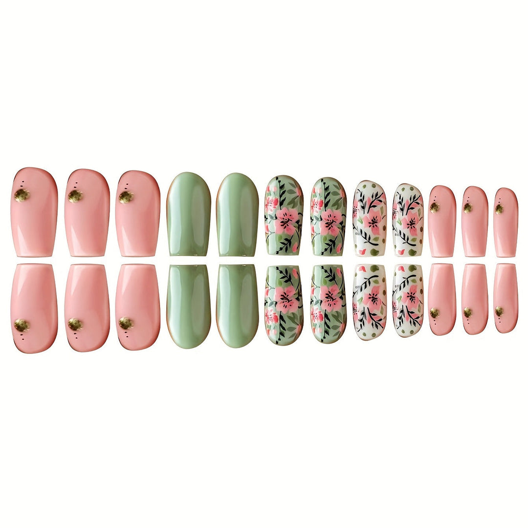 Botanical Floral Press-On Nail Art Kalsten