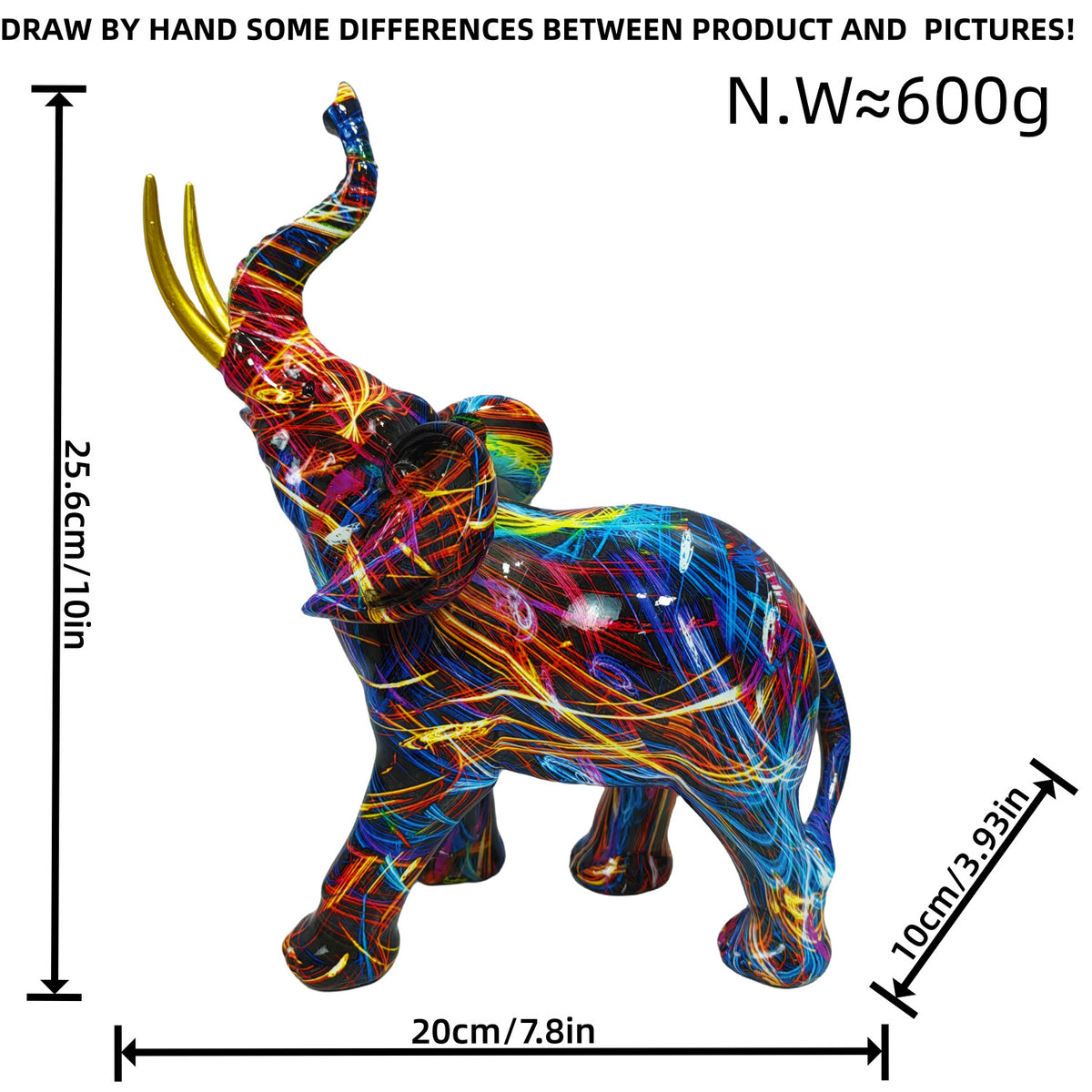 Artistic elephant figure with colorful design Acalora