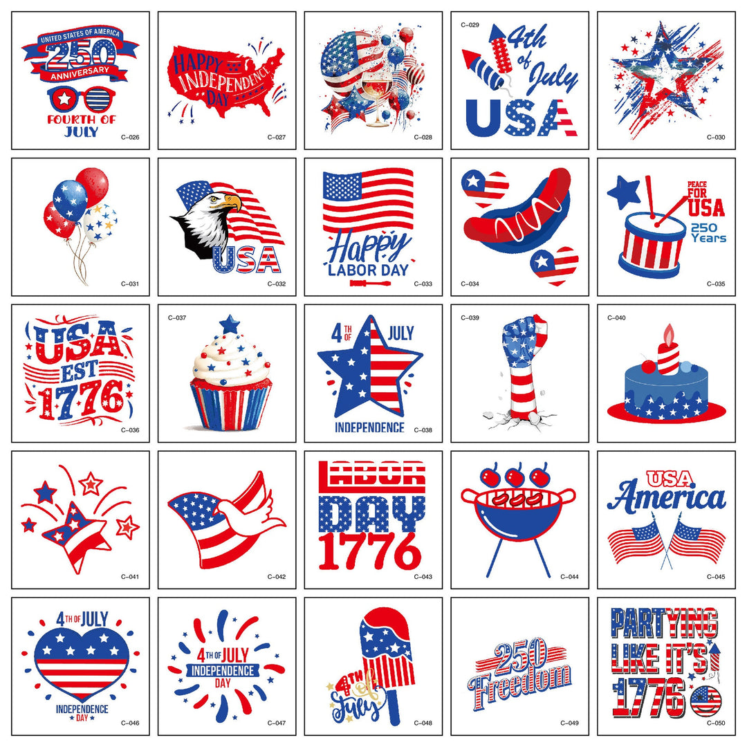Unisex nan patriotic Party Sticker Collection with USA motifs on matte vinyl Kalsten