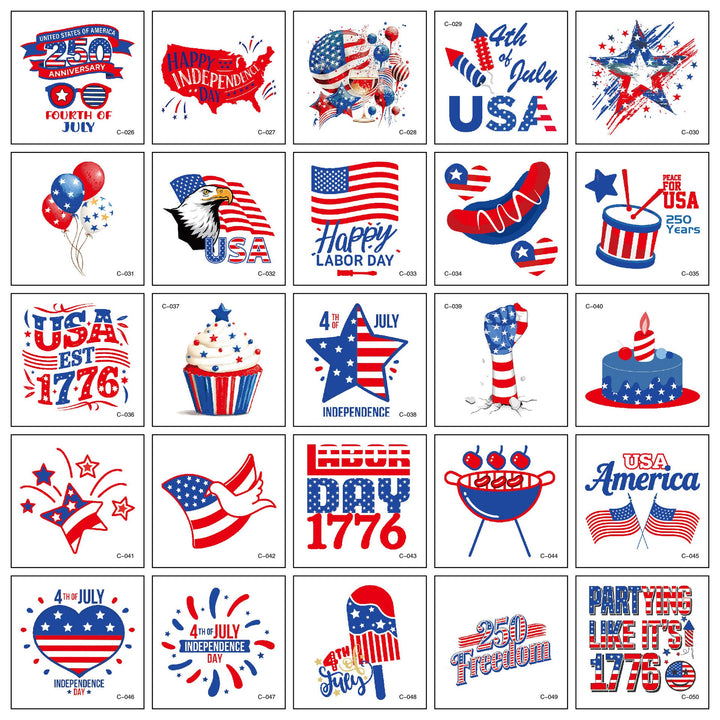 Unisex nan patriotic Party Sticker Collection with USA motifs on matte vinyl Kalsten