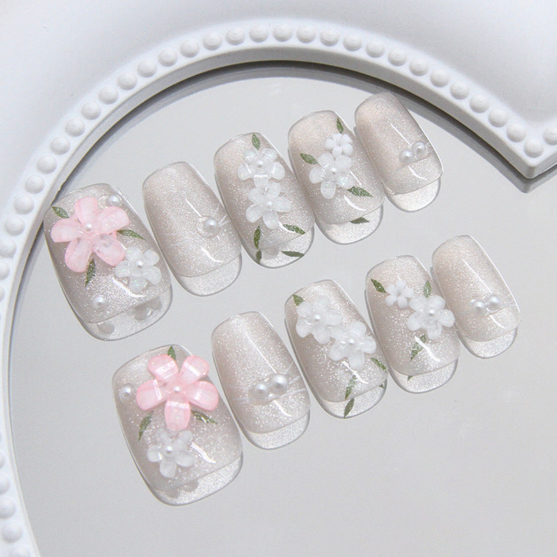 Floral Embellished Press-On Nail Art Kalsten