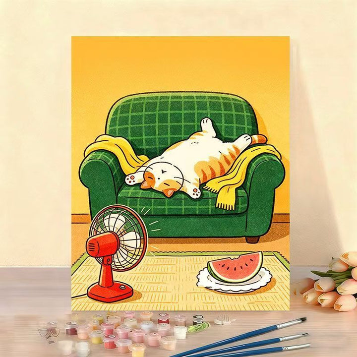 Whimsical Cat Illustration Canvas Artwork Kalsten