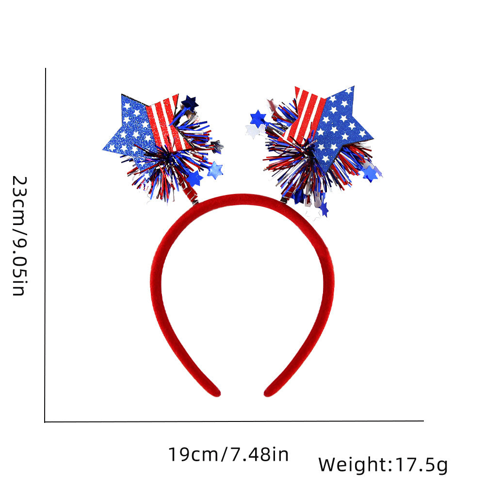 Unisex nan patriotic star antenna headband with ribbon streamers Kalsten