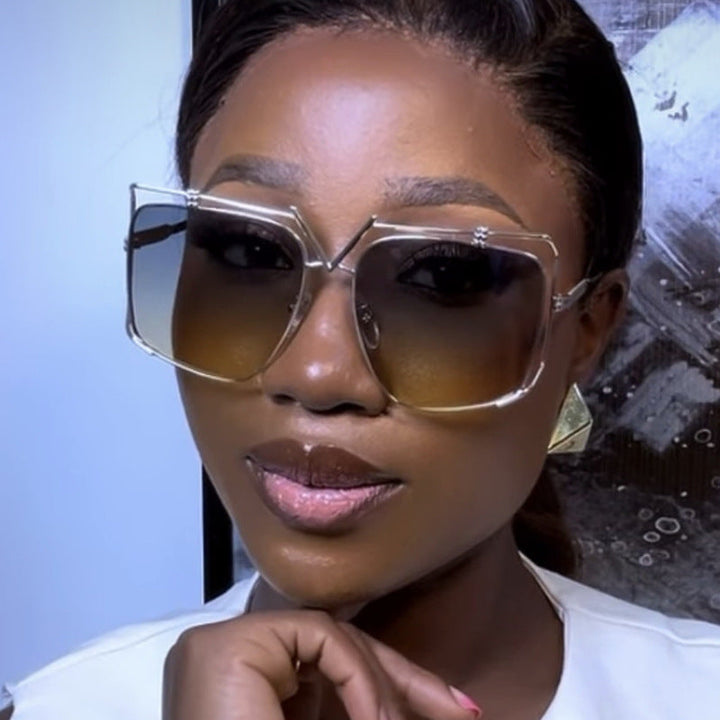 Women's futuristic oversized sunglasses with unique geometric frame Kalsten