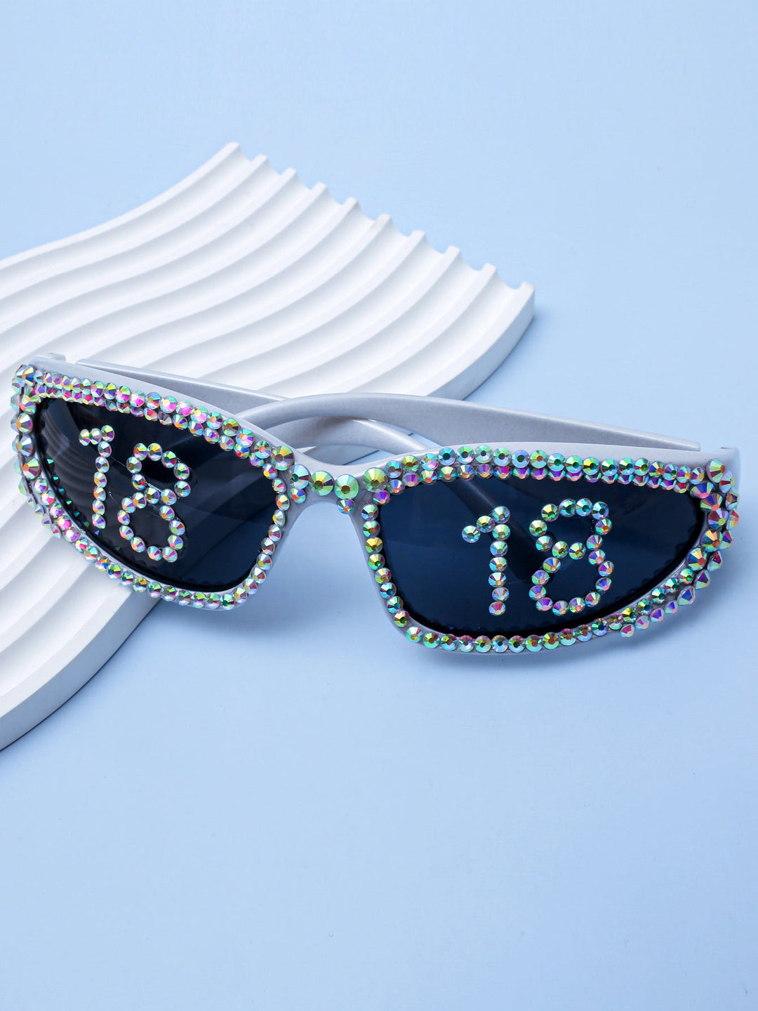 Women Glamorous Rhinestone Sunglasses with Custom Designed Inscription Kalsten