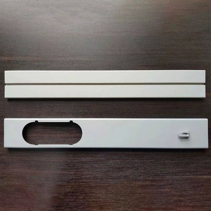 Unisex one size portable air conditioner window vent adapter kit with adjustable sliding plate and oval exhaust connection Kalsten