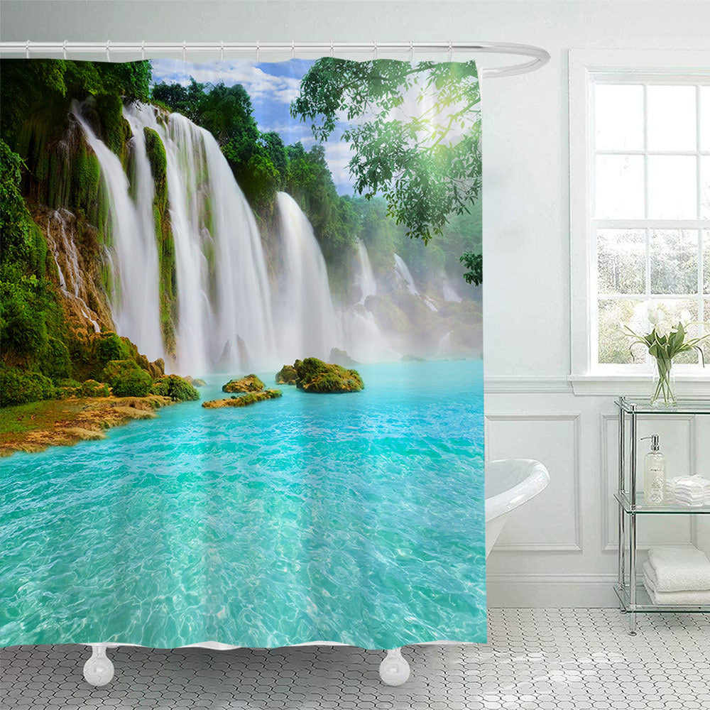 Scenic Waterfall Print Shower Curtain Kalsten