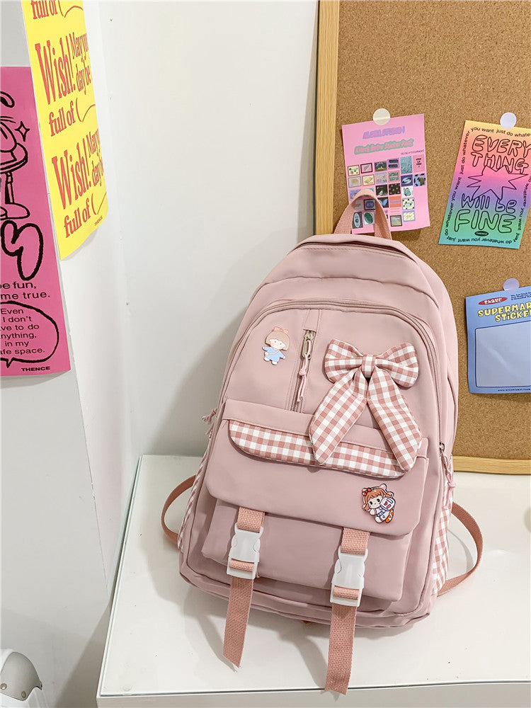 Charming Bow-Embellished School Backpack