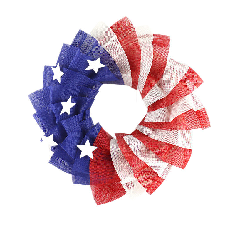 Unisex nan patriotic mesh wreath home decor with layered tulle stars and striped swirl design Kalsten