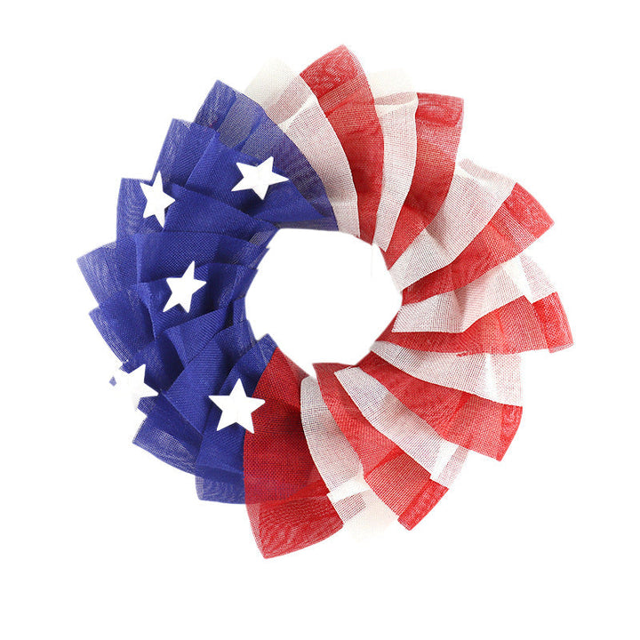 Unisex nan patriotic mesh wreath home decor with layered tulle stars and striped swirl design Kalsten