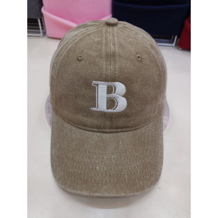 Women's Distressed Cotton Baseball Cap with Letter Embroidery Kalsten