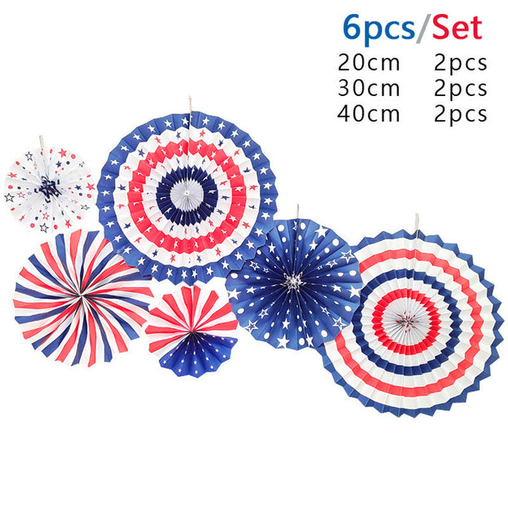Unisex nan patriotic party decoration set with paper fans bunting pom poms star garlands and foil letter balloons Kalsten