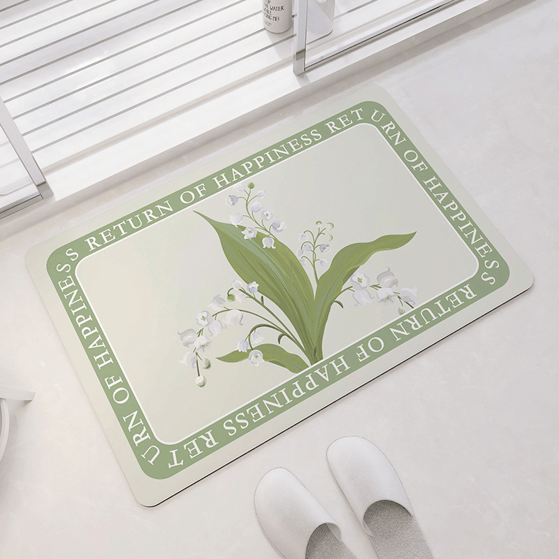 Oval Floral Pattern Bath Mat Kalsten