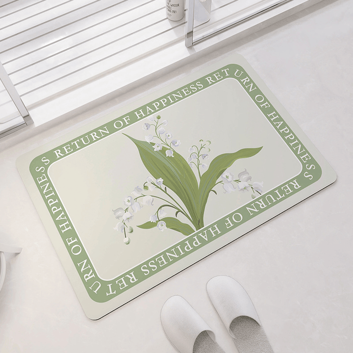 Oval Floral Pattern Bath Mat Kalsten