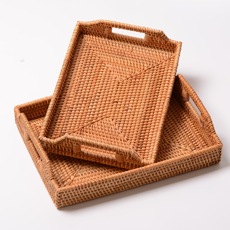 Women's rectangular serving tray made of woven natural material Kalsten