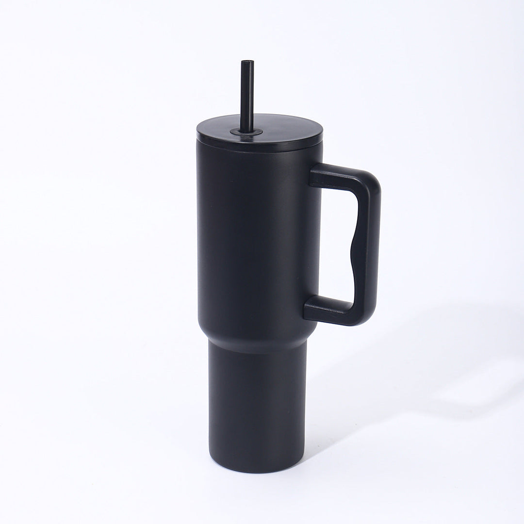 Double-Wall Insulated Travel Tumbler With Ergonomic Handle And Removable Straw