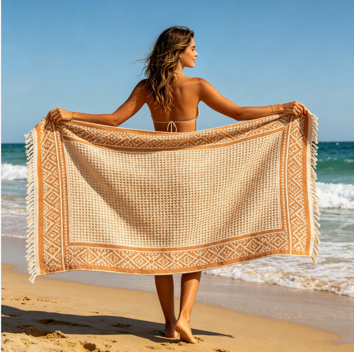 Organic Cotton Beach Blanket with Tropical Design Kalsten