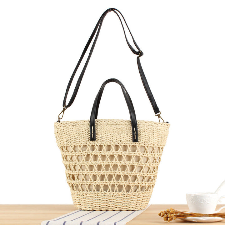 Handmade macrame tote bag with leather accents Kalsten
