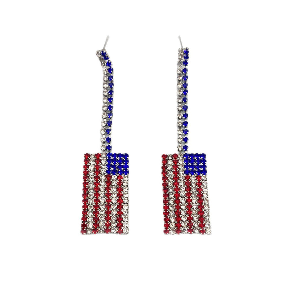 Ladies long sparkling crystal tassel earrings with geometric stud closure Kalsten