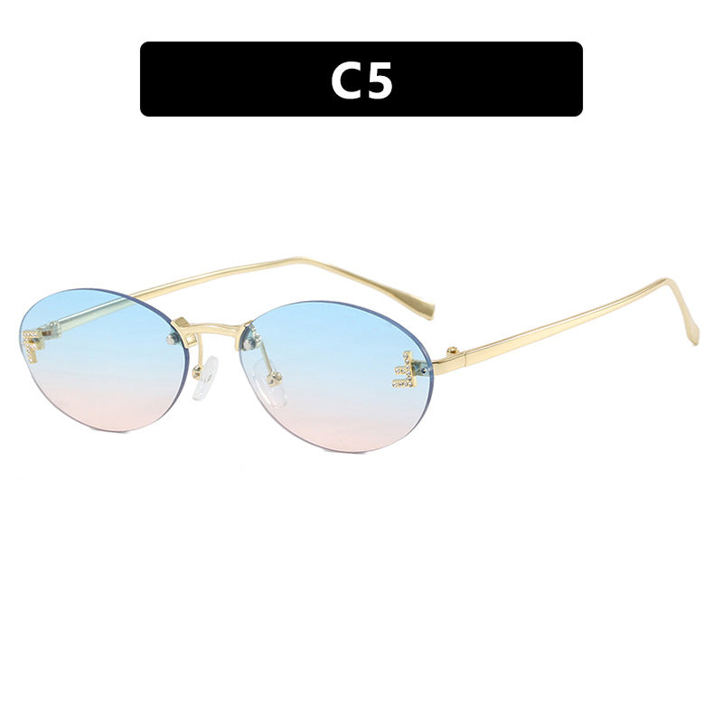 Women's fashionable sunglasses with elegant mirrored lens front and delicate metal frame Kalsten