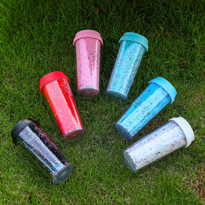 Ladies Glitter Drinking Cup with Leak-Proof Lid and Ergonomic Handle Kalsten