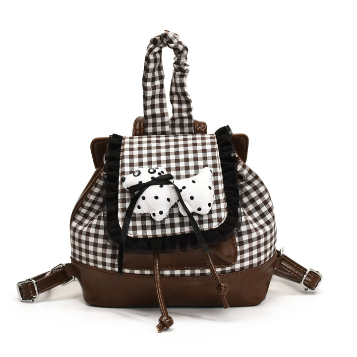 Playful backpack with checkered pattern and animal appliqué Kalsten