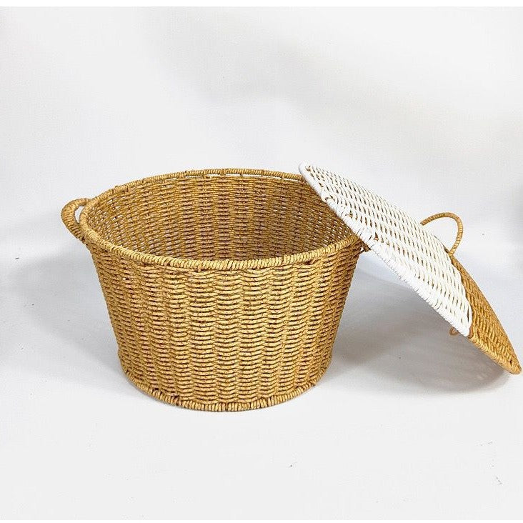 Women’s rattan basket with lid and trendy handles Kalsten