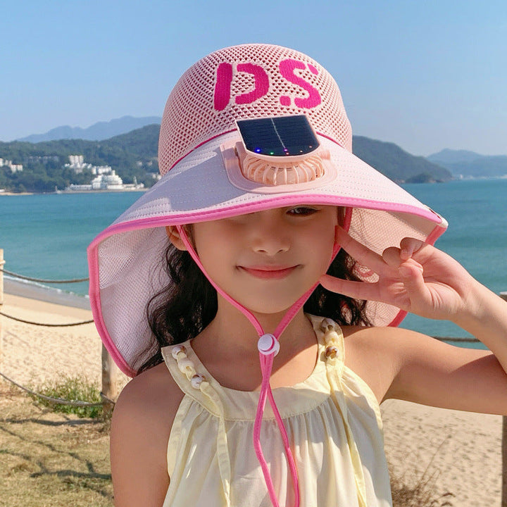 Breathable children sun hat with solar fan and adjustable chin strap Kalsten
