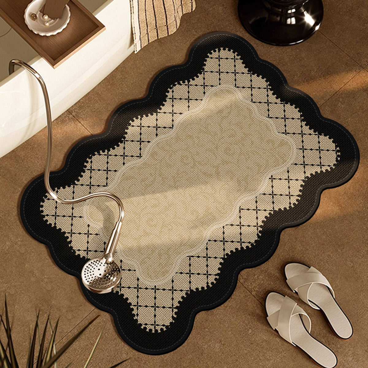 Floral Pattern Bathroom Rug