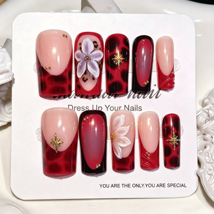 Artistic Floral Press-On Nail Set Kalsten