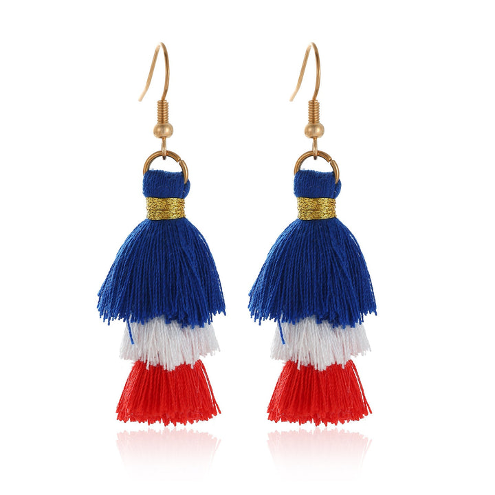 Women's star-shaped enamel earrings with USA flag motif and gold-plated fish Kalsten
