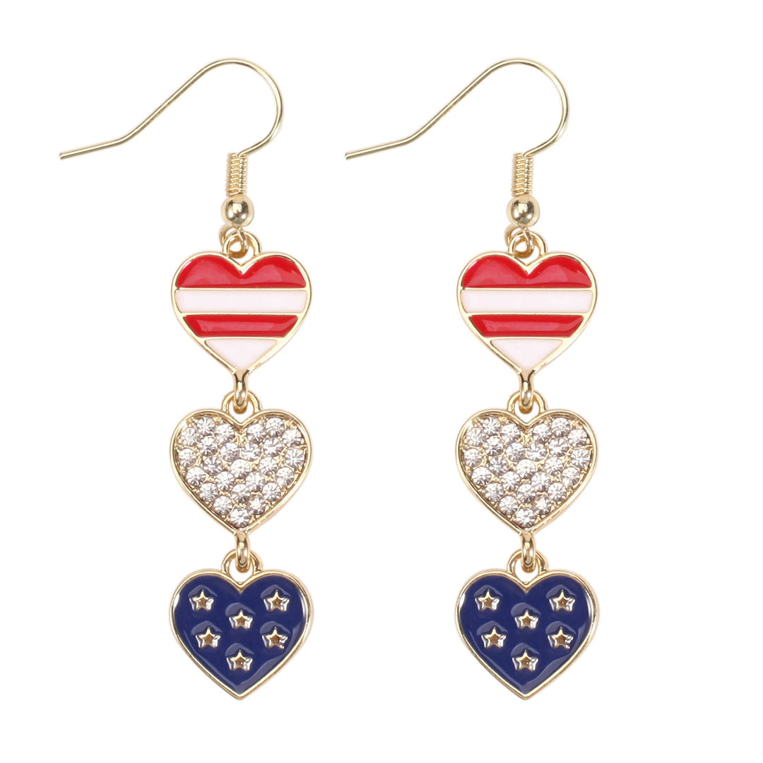 Women's filigree earrings in flag design with crystal stripes and enamel trim Kalsten
