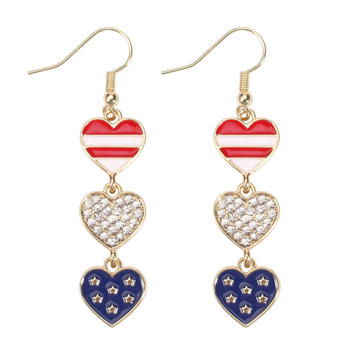 Women's filigree earrings in flag design with crystal stripes and enamel trim Kalsten